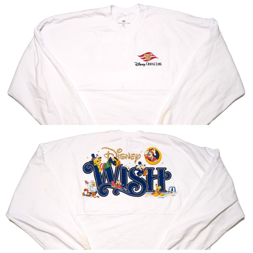 DISNEY Cruise Wish Spirit Jersey Long Sleeve Shirt White XXL 2XL ~ Flaws
